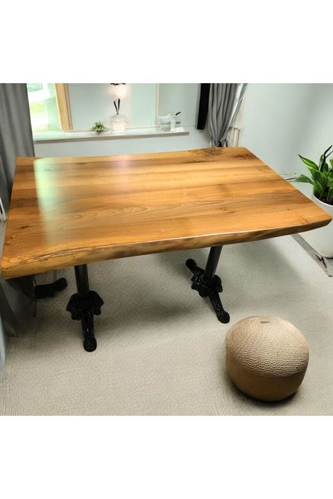 CAFE MASA Ahşap Kütük Masa ASLAN AYAK 160x80