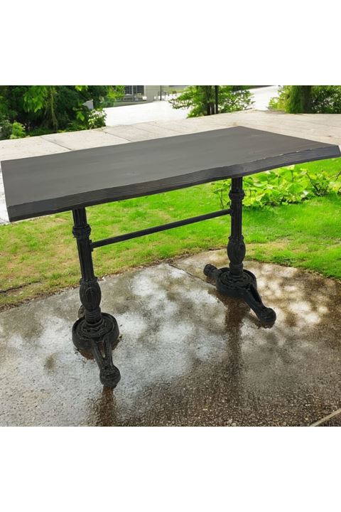 CAFE MASA KÖKNAR Kütük Masa SİYAH ASLAN AYAK 140x70