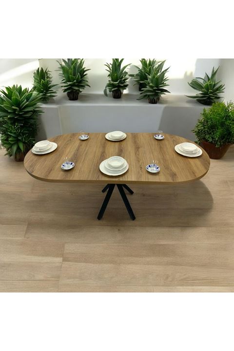 Oval Yemek Masası 6 Kişilik 160 x 90 CEVİZ