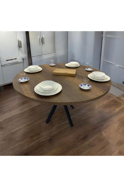Yuvarlak Yemek Masası CEVİZ  Ahtapot AYAK 120 Çap