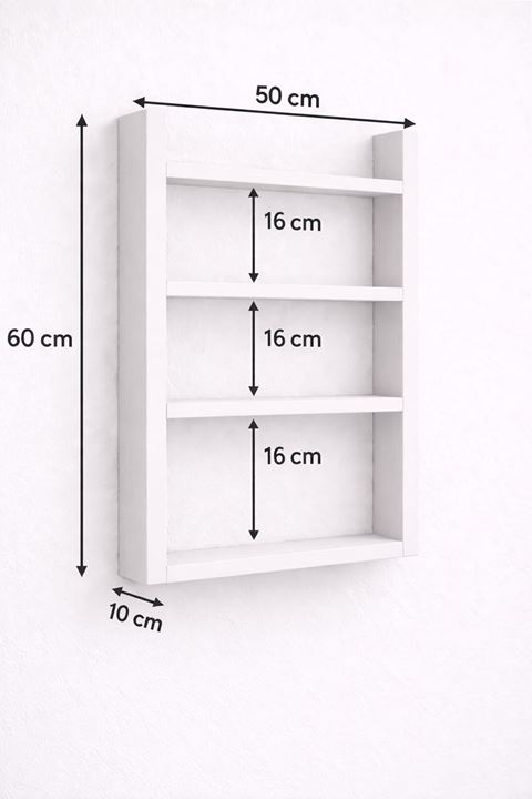 4'lü Duvar Rafı-Mutfak-Çok Amaçlı Raf-Beyaz 60x50x10