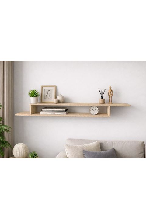 Dekoratif Raflı Duvar Tv Ünitesi  Z Raf Traverten 130