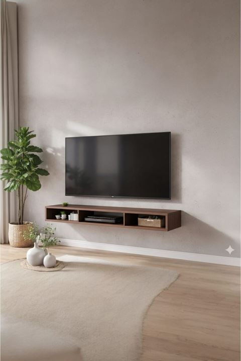 Dekoratif Raflı Duvar Tv Ünitesi  Üç Bölmeli Barok 90