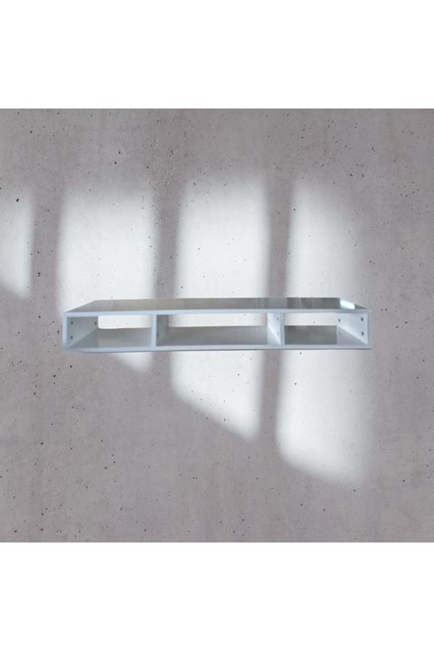 Dekoratif Raflı Duvar Tv Ünitesi  Üç Bölmeli Beyaz 90