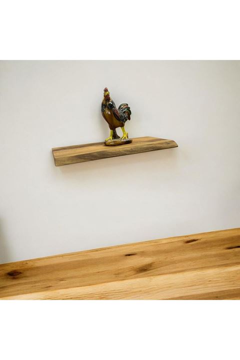 Ahşap Orijinal Ceviz Dekoratif Tekli Uçan Raf 15x40