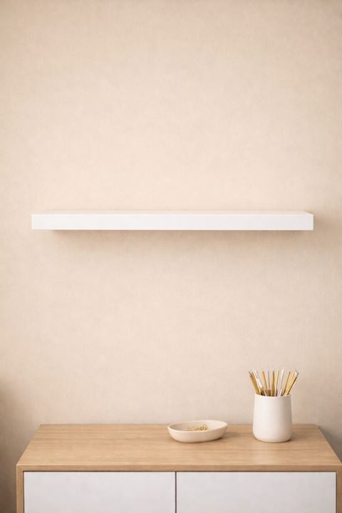 Tekli Duvar Rafı - Uçan Raf Gizli Raf Beyaz 15x40