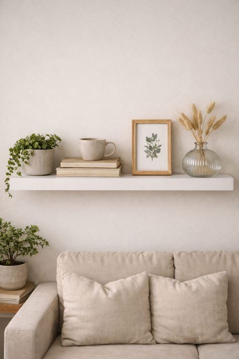 30mm Tekli Uçan Duvar Rafı Set Gizli Raf- Beyaz - 15x30