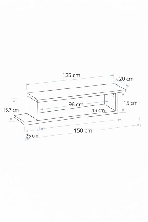 Dekoratif Raflı Duvar Tv Ünitesi  Z Raf Beyaz 150