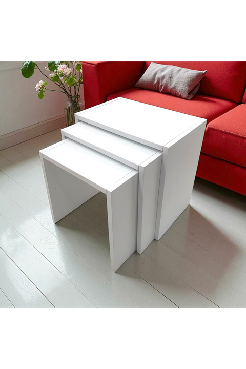 3'lü Zigon Sehpa BEYAZ ASIL