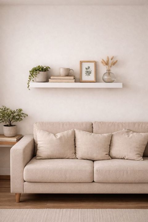 30 mm Tekli Uçan Duvar Rafı Set Gizli Raf- Beyaz - 15x40