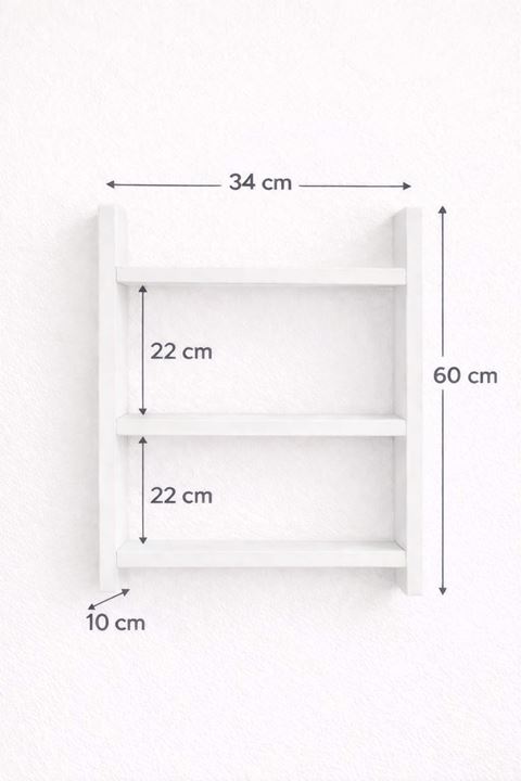 3'lü Duvar Rafı-Mutfak-Çok Amaçlı Raf-Beyaz 36x60x10