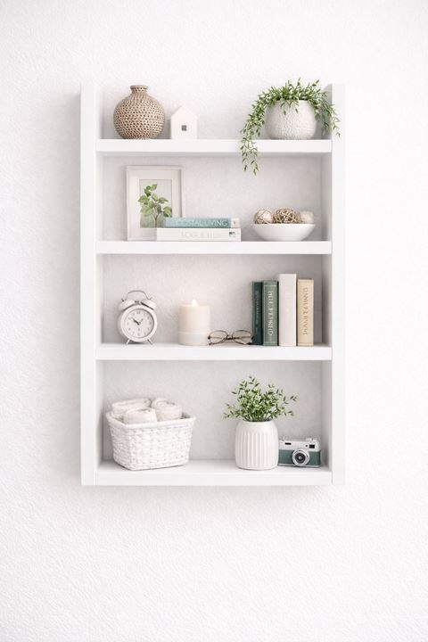 4'lü Duvar Rafı-Mutfak-Çok Amaçlı Raf-Beyaz 60x50x10