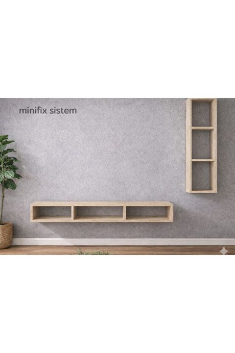 Dekoratif Duvar Rafı - Tv Ünitesi 2 Parçalı Traverten 150x90