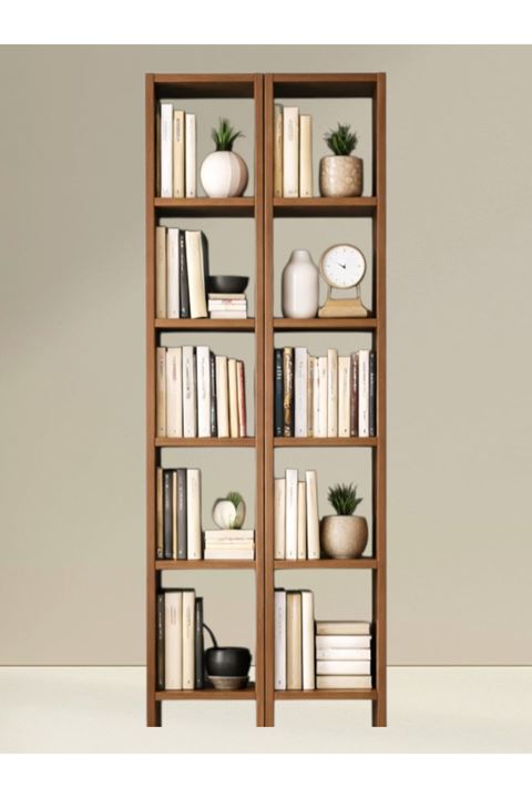2'li 6 Raflı Dekoratif Kitaplık BAROK Kitaplık Ofis Kitaplığı Dolap Kitap Rafı
