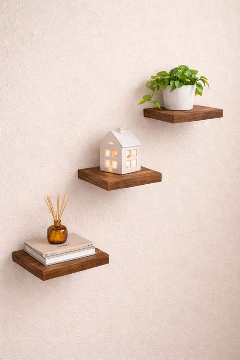 3'lü Uçan Duvar Rafı Set Gizli Raf- Barok 15x15