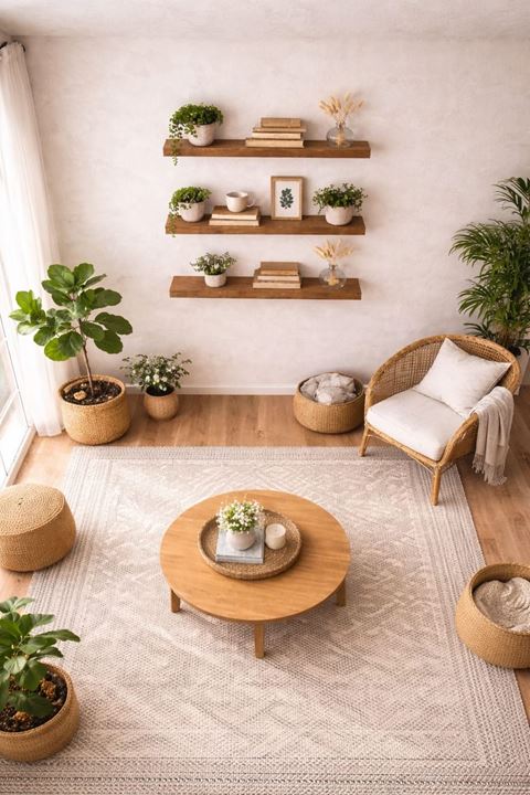 30 mm 3'lü Uçan Duvar Rafı Set Gizli Raf- Barok 15x30