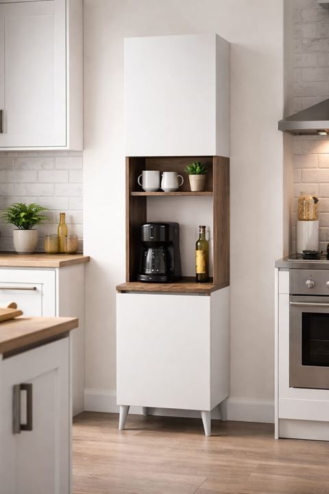  Yeni Nesil Çok Amaçlı Dolap 2 Kapaklı Kiler Mutfak Dolabı - Kahve Köşesi