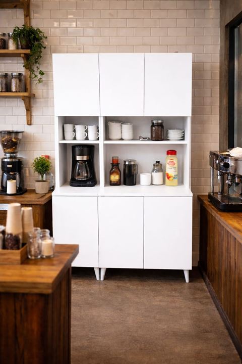  Yeni Nesil Çok Amaçlı Dolap 6 Kapaklı Kiler Mutfak Dolabı - Kahve Köşesi-Beyaz