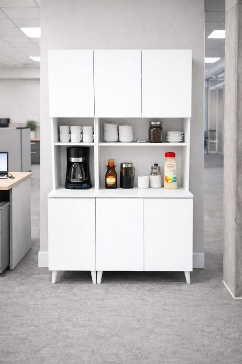  Yeni Nesil Çok Amaçlı Dolap 6 Kapaklı Kiler Mutfak Dolabı - Kahve Köşesi-Beyaz