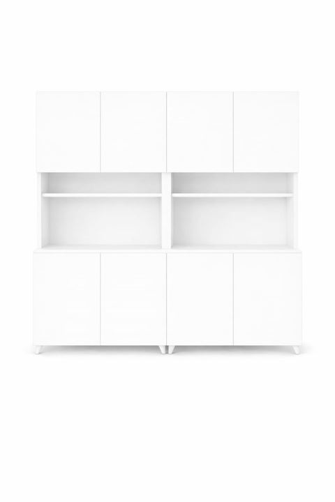  Yeni Nesil Çok Amaçlı Dolap 8 Kapaklı Kiler Mutfak Dolabı - Kahve Köşesi-Beyaz