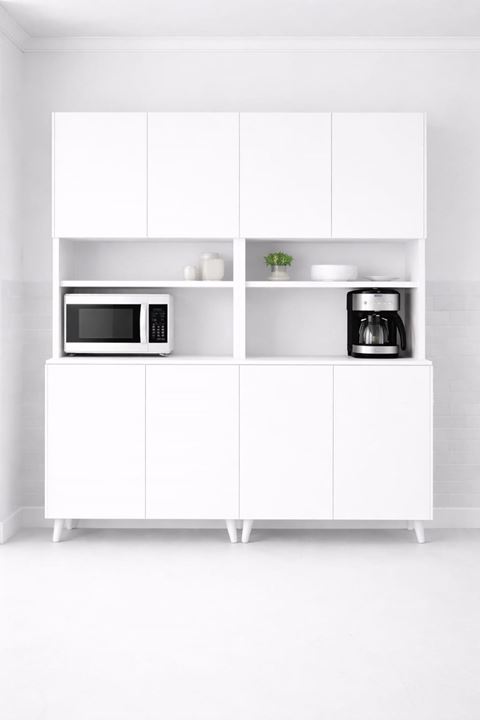  Yeni Nesil Çok Amaçlı Dolap 8 Kapaklı Kiler Mutfak Dolabı - Kahve Köşesi -Beyaz