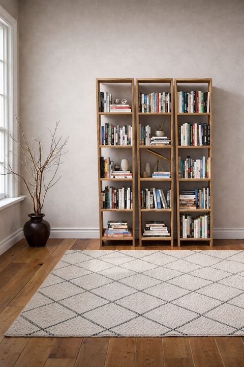 3'lü 6 Raflı Dekoratif Kitaplık Atlantik Çam Kitaplık Ofis Kitaplığı Dolap Kitap Rafı