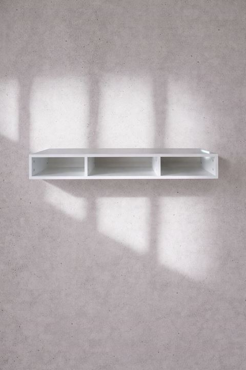 Dekoratif Raflı Duvar Tv Ünitesi  Üç Bölmeli Beyaz