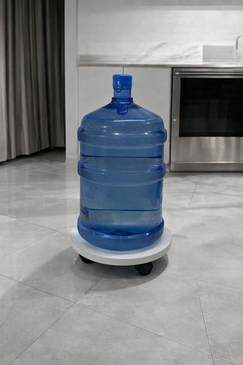 Yuvarlak MDF Saksı Altlığı Damacana Tüp Tekerlekli Saksı Sehpası