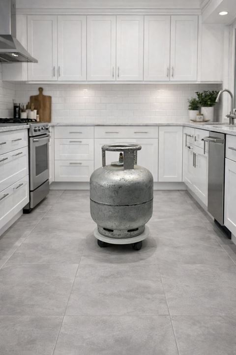 Yuvarlak MDF Saksı Altlığı Damacana Tüp Tekerlekli Saksı Sehpası