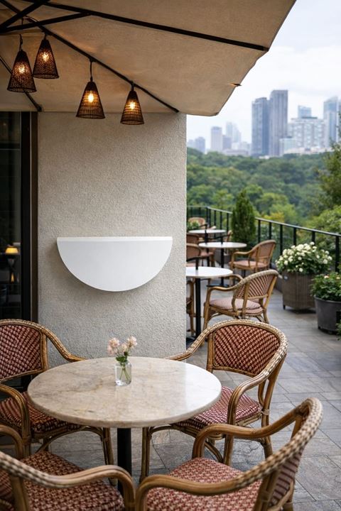 Açılır Kapanır Çalışma Masası Mutfak Masası Katlanır Duvar Masası YARIM DAİRE-BEYAZ