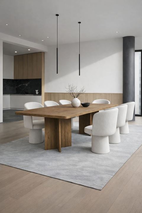 Dikdörtgen Salon Yemek Masası Kare Ayak 36mm Kalın Kenarlı 180x90-Afrika Ceviz