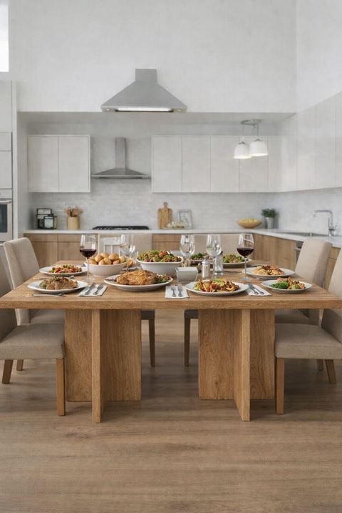 Dikdörtgen Salon Yemek Masası Kare Ayak 36mm Kalın Kenarlı 180x90-Afrika Ceviz