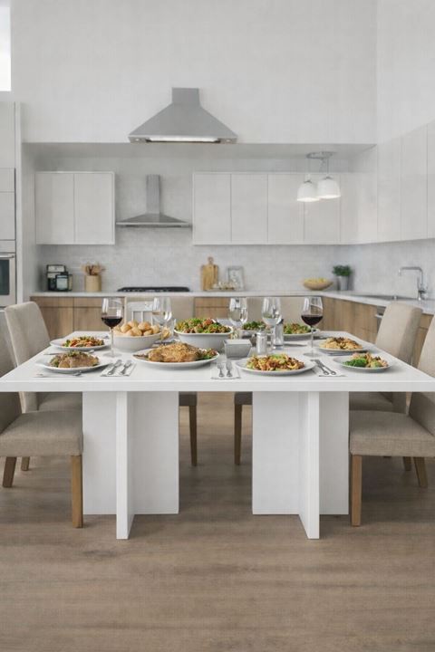 Dikdörtgen Salon Yemek Masası Kare Ayak 36mm Kalın Kenarlı 180x90-Beyaz