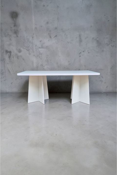 Dikdörtgen Salon Yemek Masası Mantar Ayak - 36mm Kalın Kenarlı 180x90-Beyaz