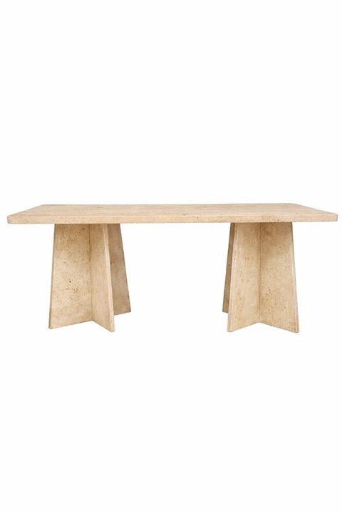 Dikdörtgen Salon Yemek Masası Mantar Ayak - 36mm Kalın Kenarlı 180x90-Traverten