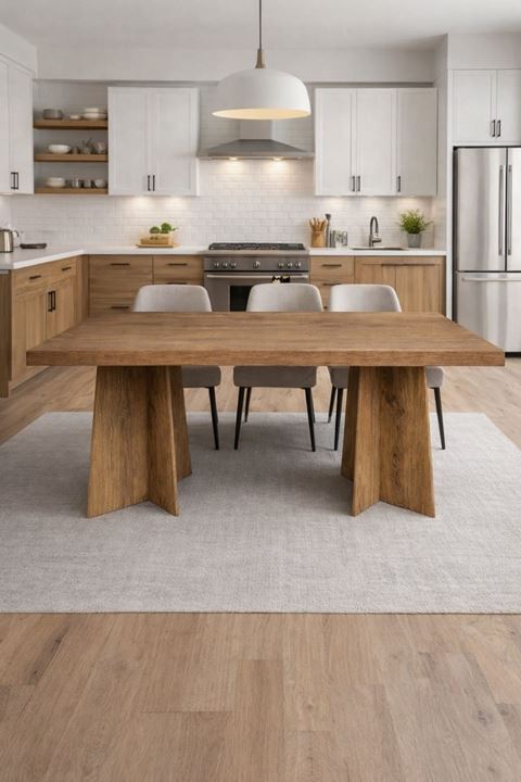 Dikdörtgen Salon Yemek Masası Mantar Ayak - 36mm Kalın Kenarlı 180x90-Afrika Ceviz