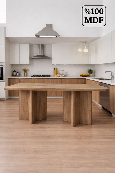 Dikdörtgen Salon Yemek Masası Kare Ayak 36mm Kalın Kenarlı 160x90-Afrika Ceviz