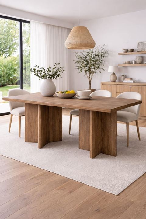 Dikdörtgen Salon Yemek Masası Kare Ayak 36mm Kalın Kenarlı 160x90-Afrika Ceviz