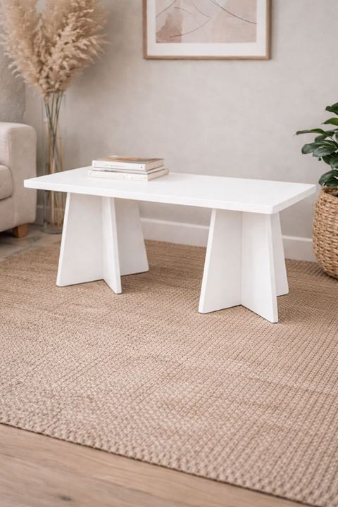 Dikdörtgen Salon Yemek Masası Mantar Ayak - 36mm Kalın Kenarlı 160x90-Beyaz