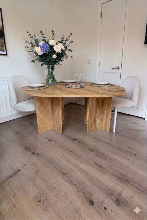 Oval Salon Yemek Masası Kare Ayak 36mm Kalın Kenarlı 180x90 -Afrika Ceviz