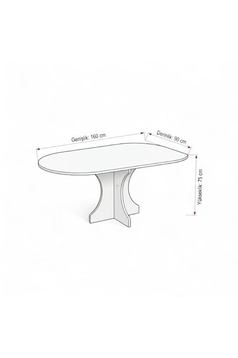 Oval Salon Yemek Masası Kare Tek Ayak-160x90-Afrika Ceviz