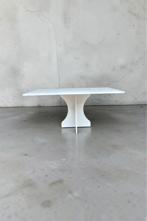 Dikdörtgen Salon Yemek Masası Kemer Tek Ayak 160x90 -Beyaz