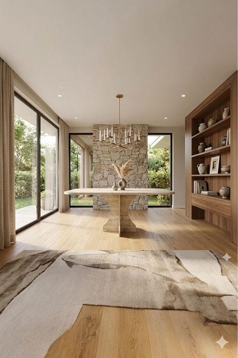 Dikdörtgen Salon Yemek Masası Kemer Tek Ayak 160x90 - Traverten