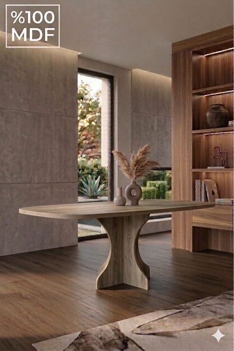 Dikdörtgen Salon Yemek Masası Kemer Tek Ayak-160x90-Afrika Ceviz