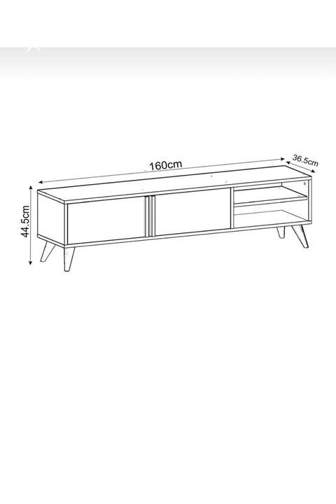 Tv Ünitesi 2 Kapaklı Raflı Dolaplı Tv Sehpası BEYAZ