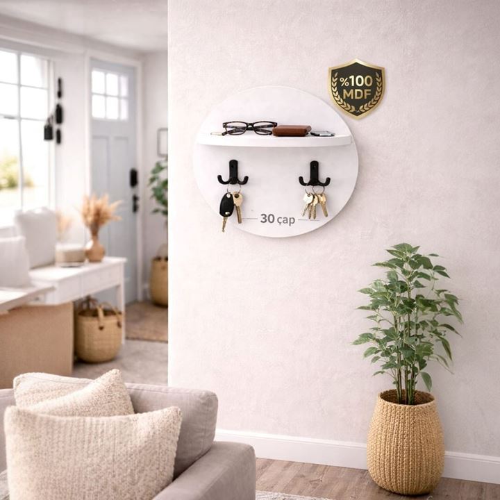 2 ASKILIKLI DUVAR RAFI -ANAHTARLIK- BÖLMELİ