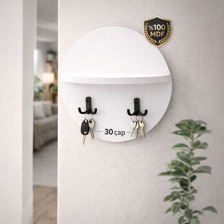 2 ASKILIKLI DUVAR RAFI -ANAHTARLIK- BÖLMELİ