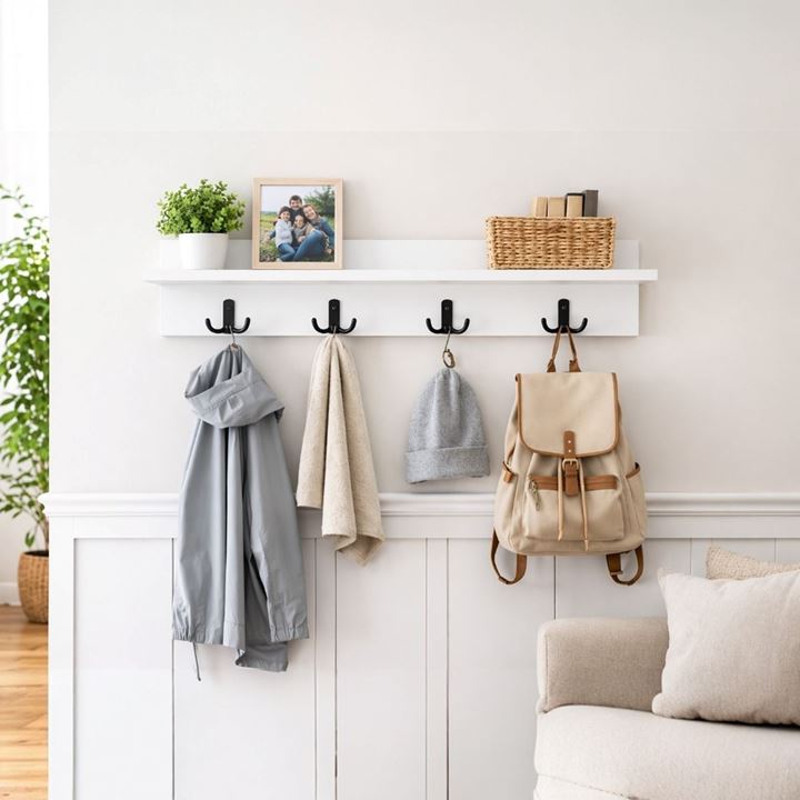 Portmanto Duvar Askılığı Elbise Askılığı  (BEYAZ)