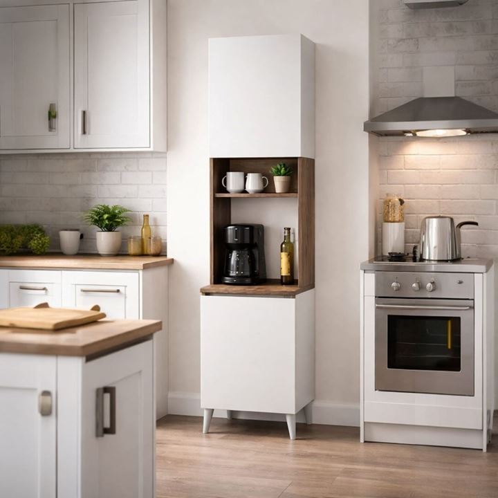  Yeni Nesil Çok Amaçlı Dolap 2 Kapaklı Kiler Mutfak Dolabı - Kahve Köşesi