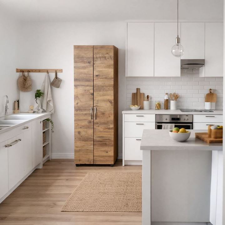 8 Raflı Çok Amaçlı Dolap - Erzak Dolabı-Ayakkabılık Atlantik Çam